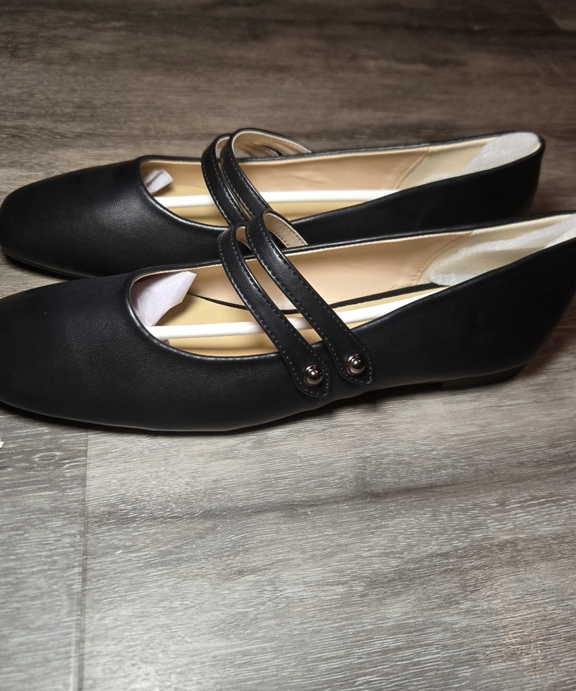 C. Paravano Black Mary Jane Comfort Ballet Flats Square Soft Leather Size 9 New - Picture 2 of 11